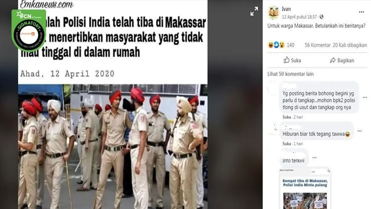 Gambar Tangkapan Layar Berita Tentang Polisi India