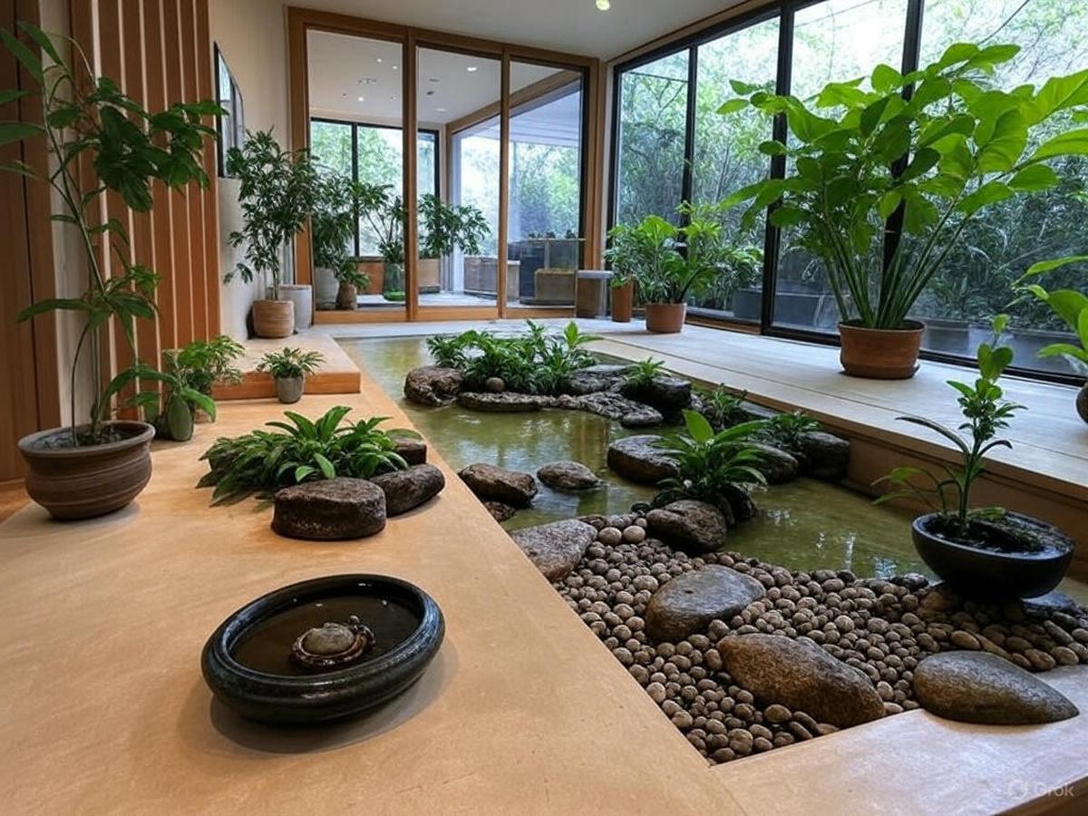 Taman dalam rumah dengan nuansa Zen