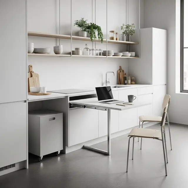 Dapur Tanpa Kitchen Set dengan Meja Lipat