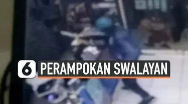 Aksi perampokan swalayan terekam CCTV di Jalan Raden Fatah, Ciledug, Tangerang, Minggu (10/11/2019) malam.