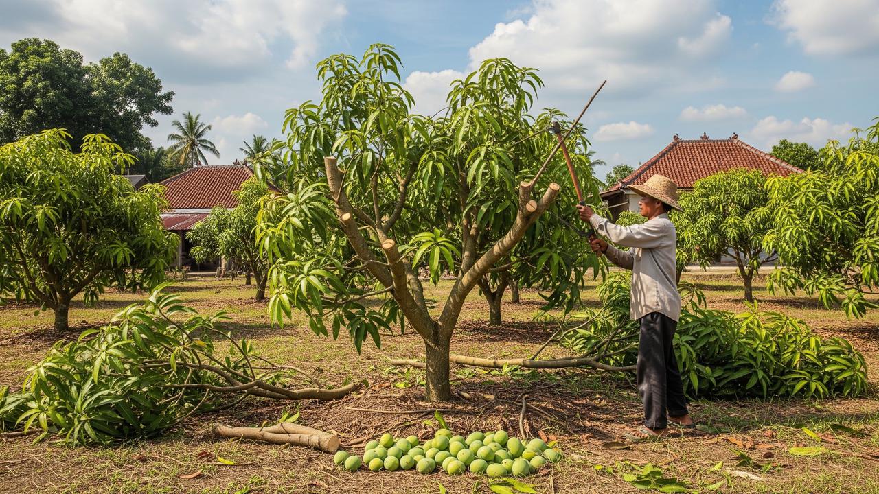 Cara Memangkas Pohon Mangga agar Pendek tetapi Buahnya Semakin Banyak (AI Generated)