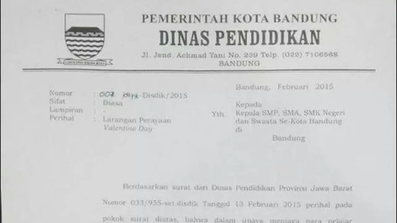 Surat Larangan Hari Valentine