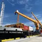 Kapal KM Logistik Nusantata 4 berangkat perdana dari Dermana Pelabuhan Patimban, Subang, Jawa Barat, Rabu (14/9/2022).