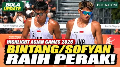 Highlight final voli pantai putra Asian Games Aichi-Nagoya 2026. Bintang Akbar/Sofyan Rachman Efendi menghadapi pasangan Qatar, Cherif Samba/Ahmed Janko, dalam perebutan medali emas. Indonesia harus mengakui keunggulan Qatar dalam pertarungan tiga se...