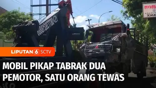 VIDEO: Melaju Kencang dan Lawan Arah, Mobil Pikap Tabrak Dua Pemotor Satu Orang Tewas