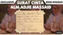 Melalui kanal Youtube Keema Entetainment, Angelina Sondakh juga memperlihatkan surat cinta dari alm, Adjie Massaid. "SURAT CINTA alm.Adjie Massaid yang disimpan oleh Angelina Sondakh mudah2an bisa menjadi kenangan yang indah." tulis dalam diskripsi. [Youtube/Keema Entertainment]