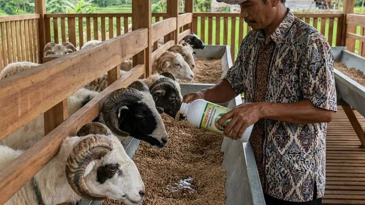 Memelihara domba garut dengan menambahkan mikroorganisme (Gemini AI)