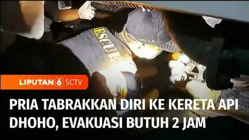 VIDEO: Pria di Mojokerto Tabrakkan Diri ke Kereta Api Dhoho, Evakuasi Makan Waktu 2 Jam Lebih