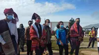Menteri Pariwsata dan Ekonomi Kreatif (Menparekraf) Sandiaga Uno meninjau kawasan wisata Huta Ginjang, Kabupaten Tapanuli Utara