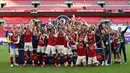 Arsenal memang memiliki 31 gelar trofi utama, namun hal tersebut sebagian besar didapat kala 22 tahun kepelatihan Arsene Wenger. Trofi tersebut meliputi 13 gelar liga, 14 Piala FA, 2 Piala Liga, 1 Piala Winners Eropa, dan 1 Piala Pameran Antar Kota. (AFP/Catherine Ivill)