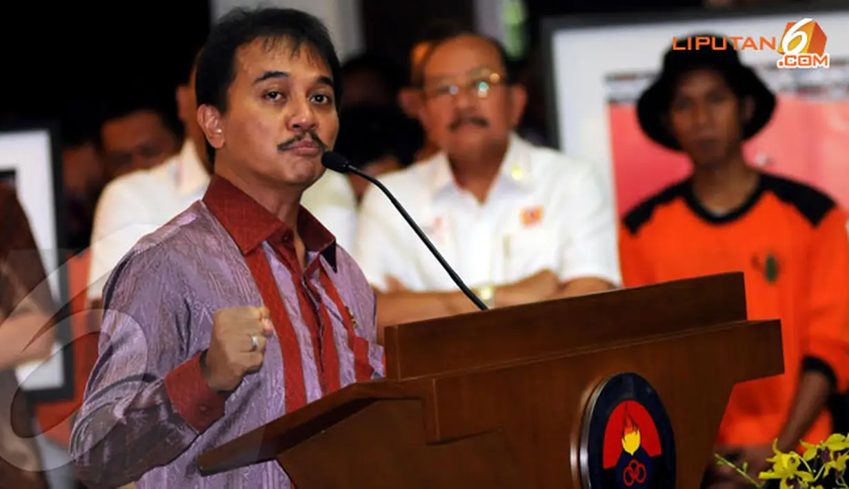 Menurut Roy Suryo tantangan sesungguhnya saat ia menjabat sebagai Menpora adalah membalikkan pesimisme yang ada di masyarakat (Liputan6.com/Helmi Fithriansyah) 