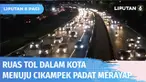 Kepadatan arus kendaraan di tol dalam kota, Cawang, menuju Cikampek padat merayap. Hal ini diduga akibat peningkatan jumlah kendaraan pemudik, berlakunya sistem satu arah dan sistem ganjil genap.