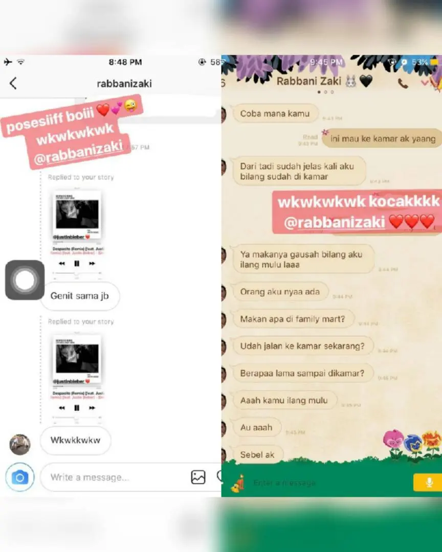 Aurel Hermansyah unggah percakapannya dengan sang kekasih, Rabbani Zaki. (Instagram/aurelie.hermansyah)