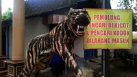 Patung harimau di Desa Bungkal, Kecamatan Bungkal, Kabupaten Ponorogo, Jatim. (Liputan6.com/Dian Kurniawan)