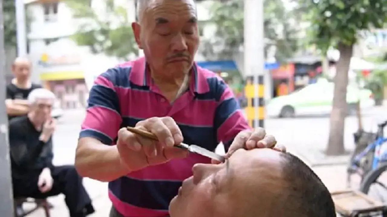 Ancient barbershop in China