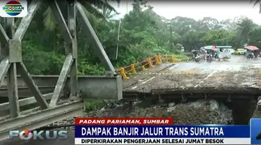 Pemerintah Provinsi Sumatra Barat menargetkan pemasangan jembatan darurat akan selesai pada Jumat besok.