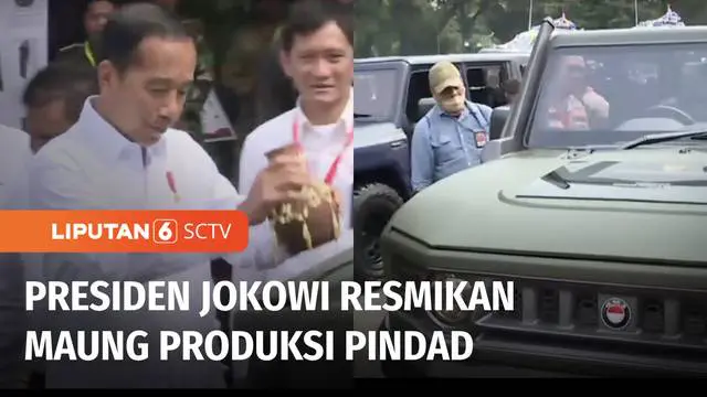 Presiden Jokowi resmi memberikan nama "Maung" untuk kendaraan taktis militer usai memberi pengarahan dalam rapat pimpinan Kementerian Pertahanan 2023.