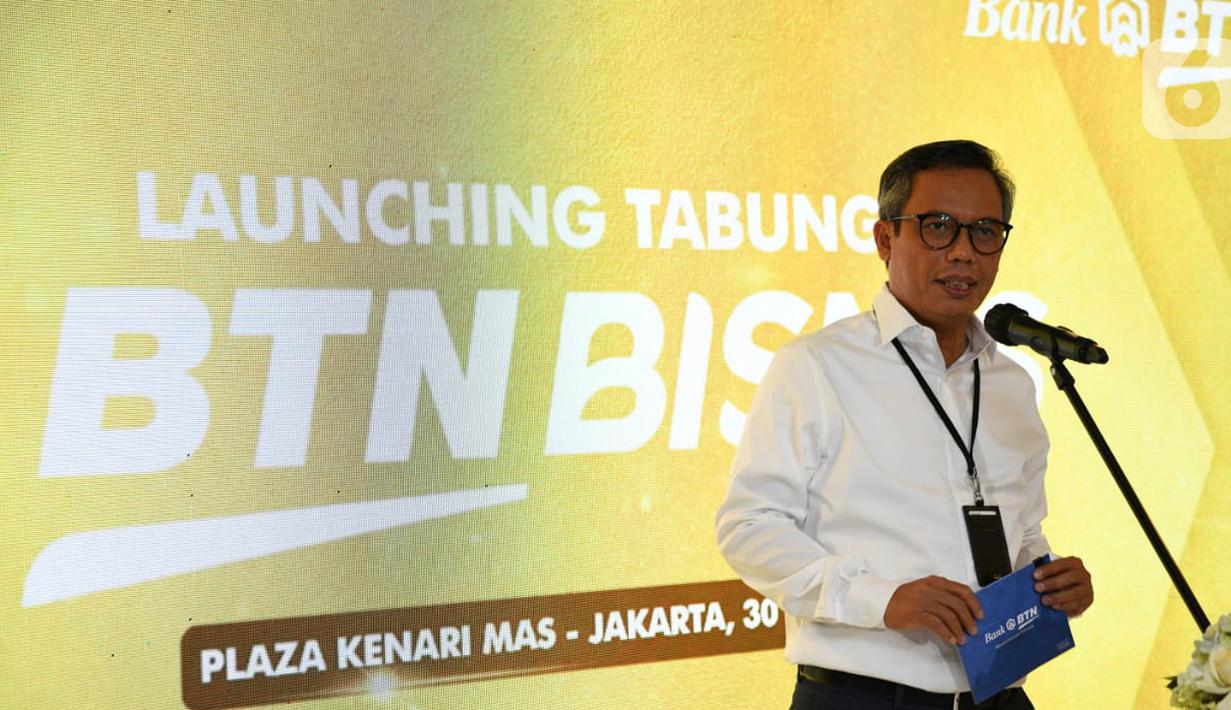 Wakil Direktur Utama BTN Nixon LP Napitupulu memberi sambutan pada peluncuran Tabungan BTN Bisnis di Jakarta, Rabu (30/03/2022). Tabungan BTN Bisnis merupakan Tabungan khusus bagi para pelaku usaha yang dilengkapi dengan fitur khusus. (Liputan6.com/HO/BTN)