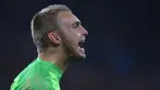 Jasper Cillessen. Kiper Timnas Belanda berusia 32 tahun ini dinyatakan positif terpapar Covid-19 pada 1 Juni 2021 sebelum pengumuman Skuat oleh pelatih Frank De Boer. Namanya pun akhirnya dicoret dan digantikan oleh kiper AZ Alkmaar, Marco Bizot. (Foto: AFP/Patrik Stollarz)