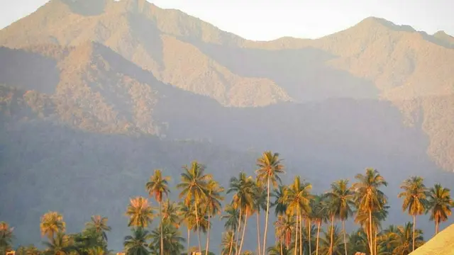 Gunung Sojol di Sulawesi dari desa terdekat