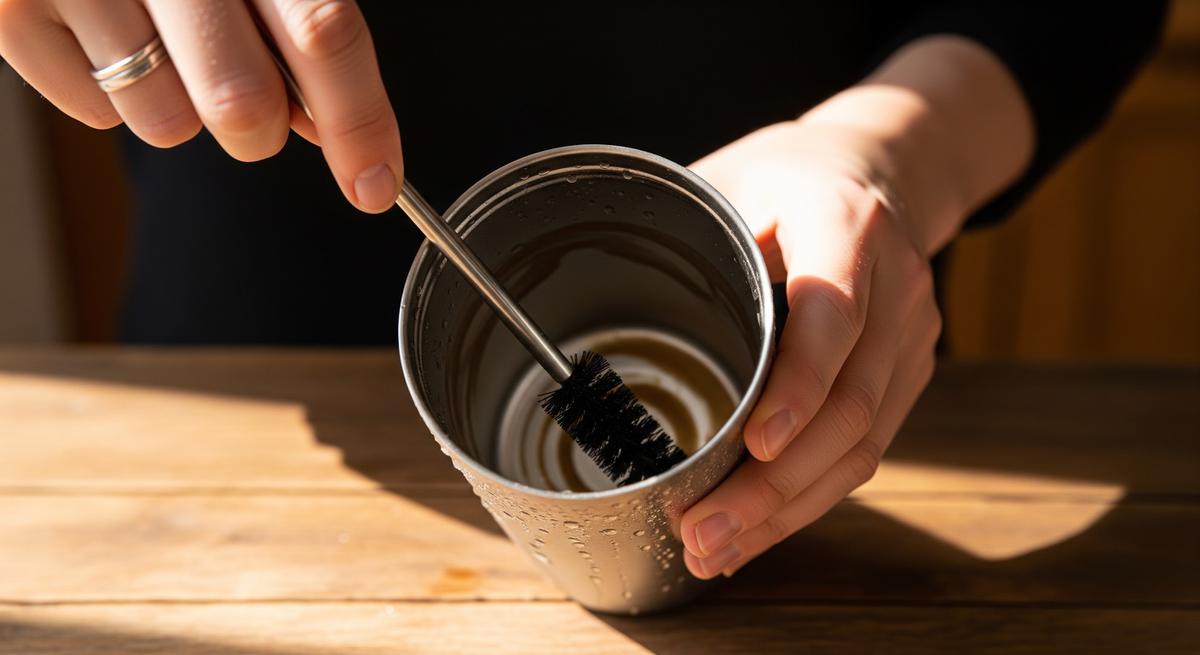 Cara Menghilangkan Noda Kopi di Tumbler Stainless (AI Generated)