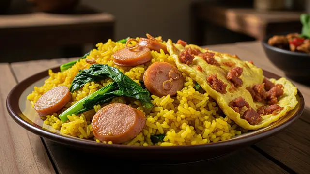 Nasi Goreng Kunyit Sosis Tanpa Bumbu Instan
