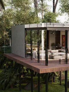 Sebuah akomodasi yang memadukan konsep teknologi pintar dengan alam.