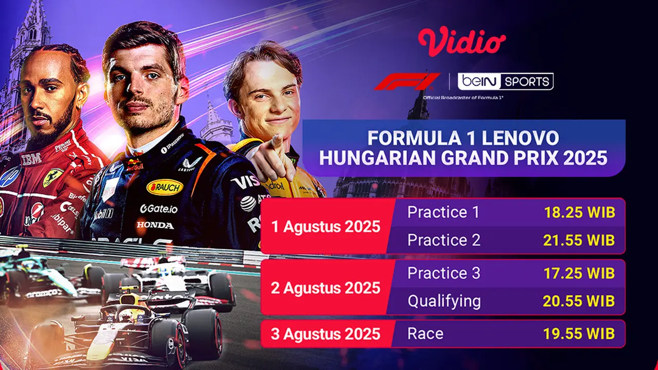 Siaran Langsung Formula 1 Lenovo Hungarian Grand Prix 2025 di Vidio