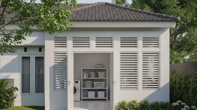 Contoh Rumah Sederhana 1 Lantai dengan Laundry Room Terbuka
