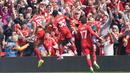 The Reds awalnya mampu mencetak gol terlebih dahulu melalui lesatan indah dari Ryan Gravenberch pada menit keenam. (AP Photo/Ian Hodgson)