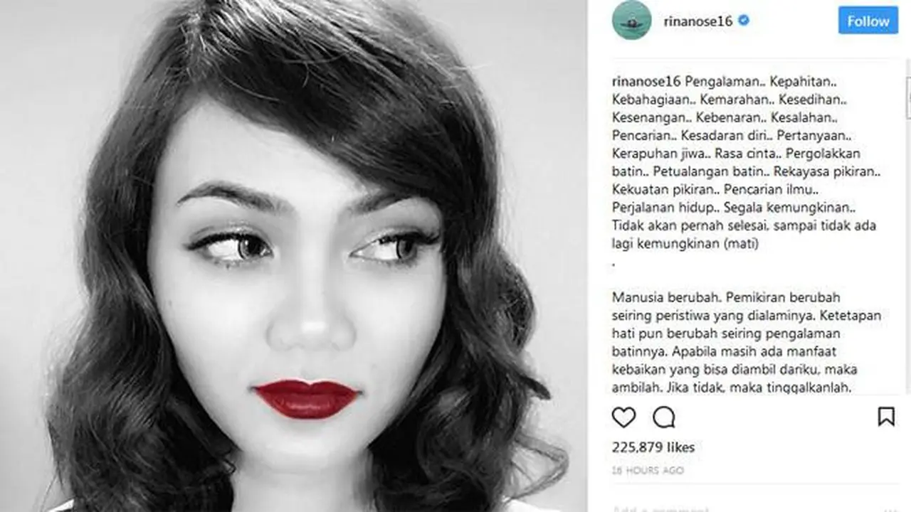 Transformasi Gaya Rina Nose Sebelum dan Sesudah Lepas Hijab