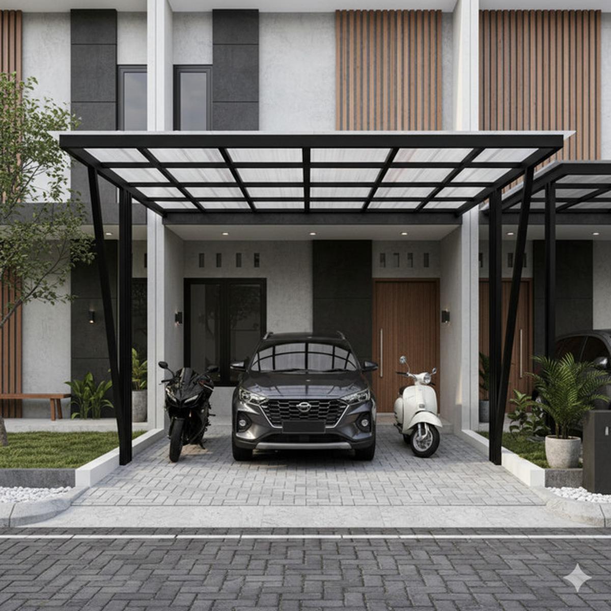 8 Inspirasi Carport Minimalis untuk 1 Mobil 2 Motor di Lahan Sempit 2025