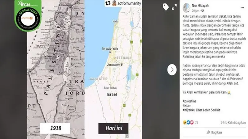 Gambar Tangkapan Layar Foto Peta Wilayah Palestina