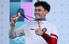 FOTO: Atlet Panjat Tebing Indonesia, Veddriq Leonardo Sabet Emas Pertama untuk Indonesia di Olimpiade Paris 2024