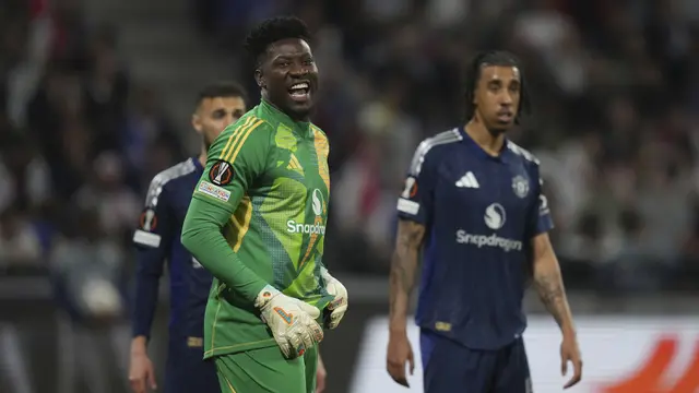 Foto: Blunder Andre Onana Batalkan Kemenangan Comeback MU atas Lyon di Liga Europa