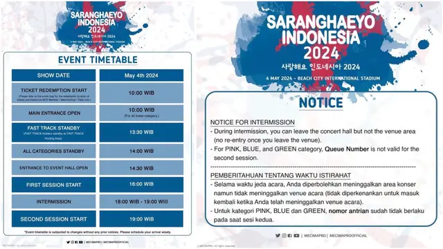 Rundown Saranghaeyo Indonesia 2024. (instagram.com/@mecimapro)
