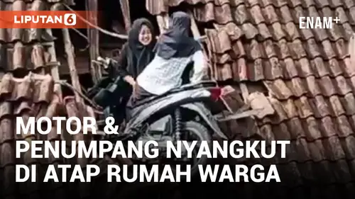 VIDEO: Rem Blong, Penumpang dan Motor di Tasikmalaya Tersangkut di Atap Rumah Warga
