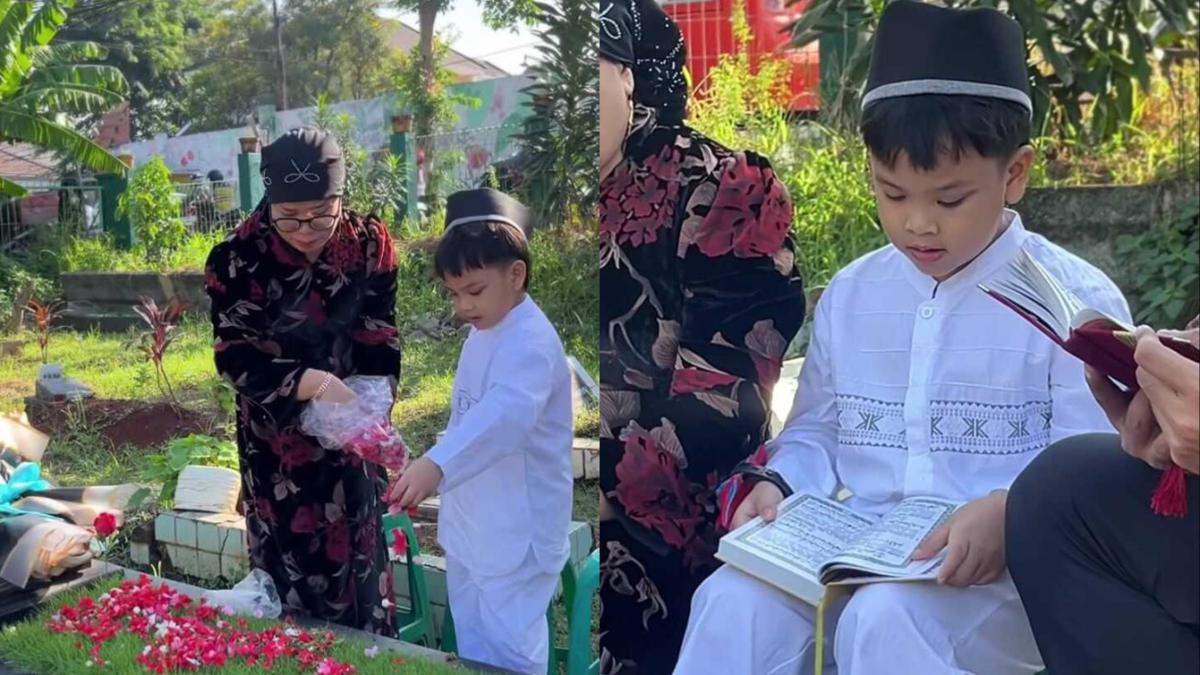 Momen Gala Sky Ziarah ke Makam Orang Tua, Mengenang 4 Tahun Kepergian Vanessa dan Bibi