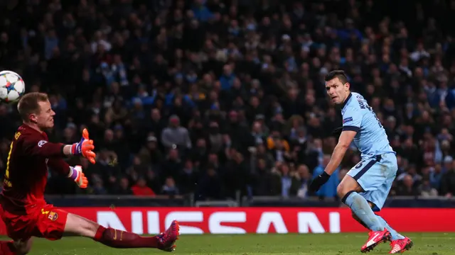 Manchester City vs Barcelona Kun Aguero