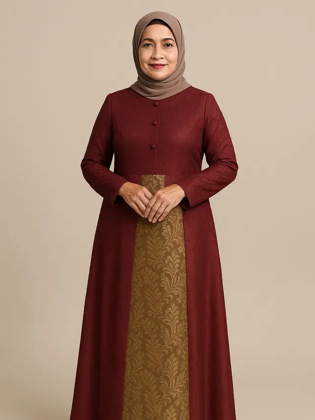 Rekomendasi Gamis Brokat 2025 A-Line untuk Ibu-ibu  Usia 50-an (Foto: ChatGPT)
