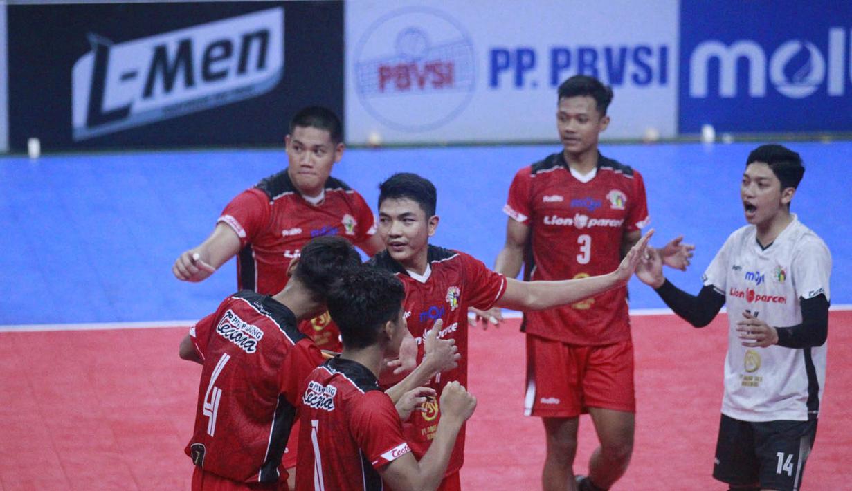 Tim putra Tectona Bandung meraih gelar juara Kejuaraan Bolavoli Nusantara Cup 2024 pada laga final di GOR UNY Yogyakarta, Minggu (24/3/2024). (Dokumentasi PBVSI)