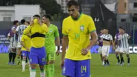 Juara bertahan Olimpiade 2020, Timnas Brasil dipastikan tak lolos ke Olimpiade Paris 2024 setelah tersingkir di babak kualifikasi Zona Amerika Selatan. Timnas Brasil U-23 yang hanya membutuhkan hasil imbang untuk lolos ke Olimpiade Paris 2024 nyatanya harus menyerah 0-1 di tangan musuh bebuyutan, Timnas Argentina pada laga pamungkas grup yang digelar di Brigido Iriarte Stadium, Caracas, Venezuela, Minggu (11/2/2024). Gol tunggal kemenangan Timnas Argentina u-23 dicetak oleh Luciano Gondou pada menit ke-78. (AP Photo/Matias Delacroix)