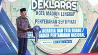 Menteri ATR/BPN Hadi Tjahjanto mendeklarasikan Kota Madiun sebagai Kota Lengkap. (Istimewa)