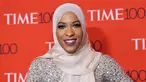 Atlet Ibtihaj Muhammad saat menghadiri Gala 100 TIME di Manhattan, New York, AS, Selasa (25 /4). Ibtihaj merupakan atlet anggar yang berasal dari Amerika Serikat. (AFP Photo)