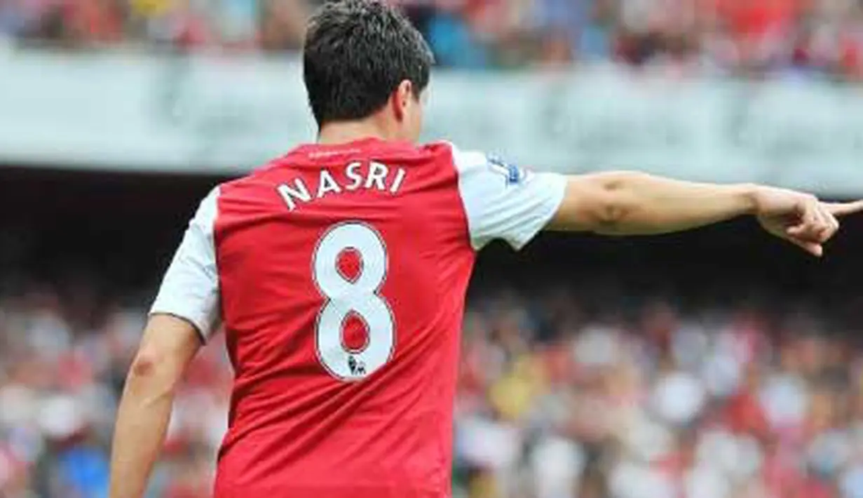 Gaya gelandang Arsenal asal Prancis Samir Nasri di laga lanjutan Liga Premier melawan Liverpool di Emirates Stadium, 20 Agustus 2011. AFP PHOTO / CARL DE SOUZA