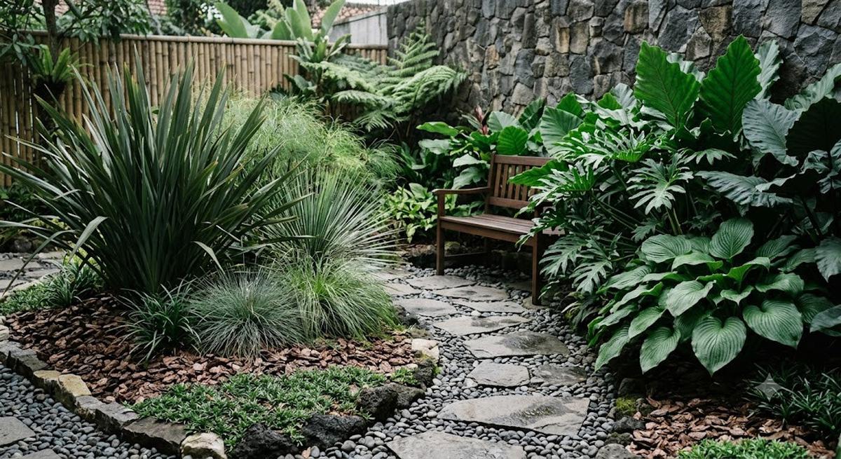 Inspirasi Taman Bertekstur tanpa Banyak Warna (AI Generated)