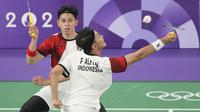 Ganda putra Indonesia, Fajar Alfian/Muhammad Rian Ardianto terhenti di babak perempat final Olimpiade 2024 Paris, Kamis (1/8/2024). (AP/Dita Alangkara)