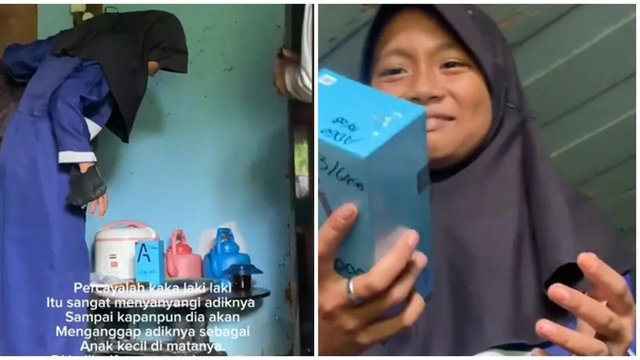 Momen Bahagia Adik Dapat Kado dari Kakaknya, Kaget dan Tak Menyangka