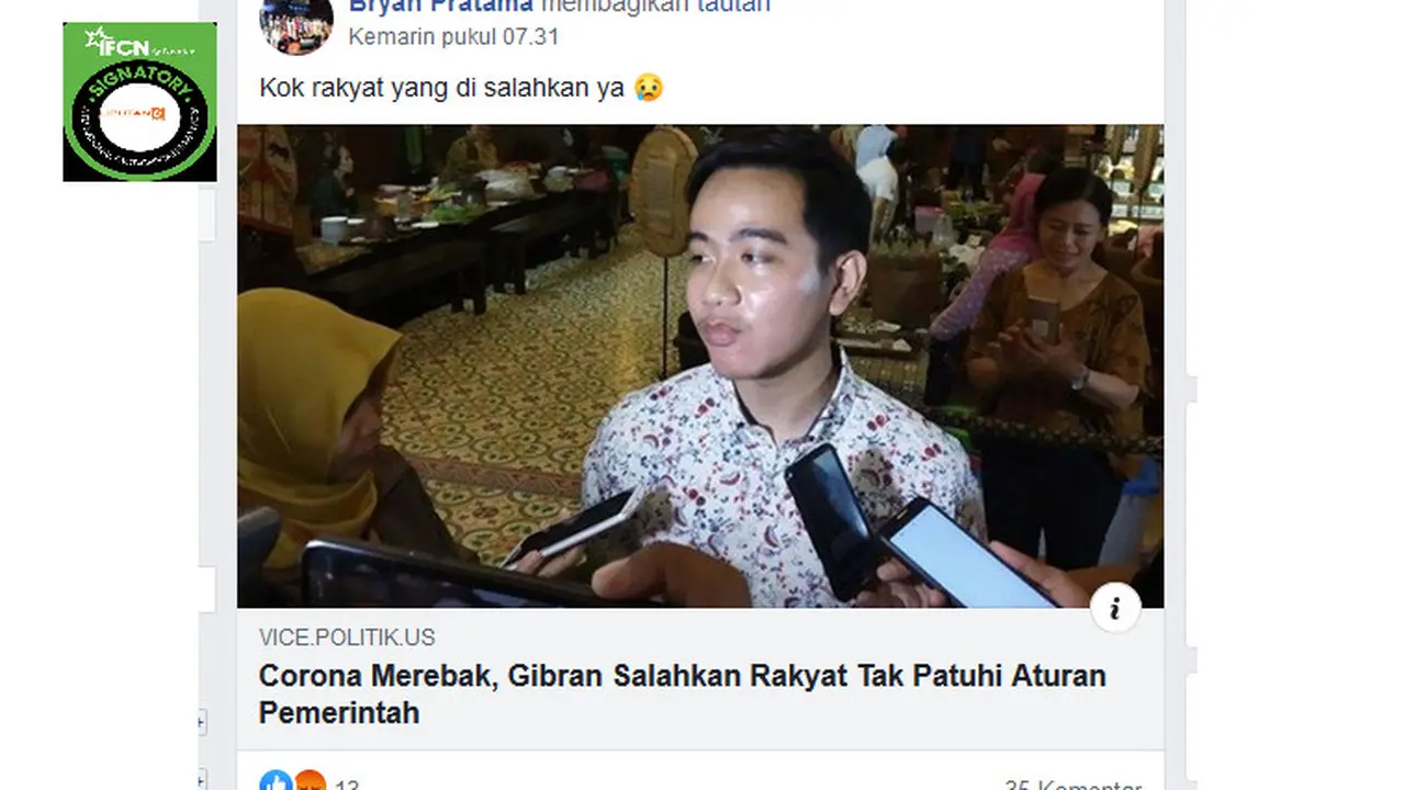 Penelusuran klaim Gibran salahkan rakyat yang tidak mematuhi aturan pemerintah