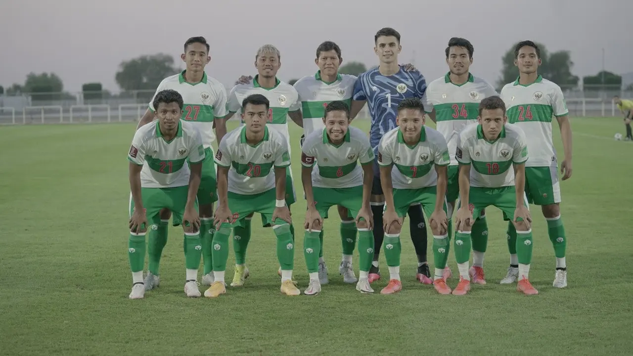 Timnas Indonesia ketika melawan Oman di Dubai, Uni Emirat Arab (UEA).